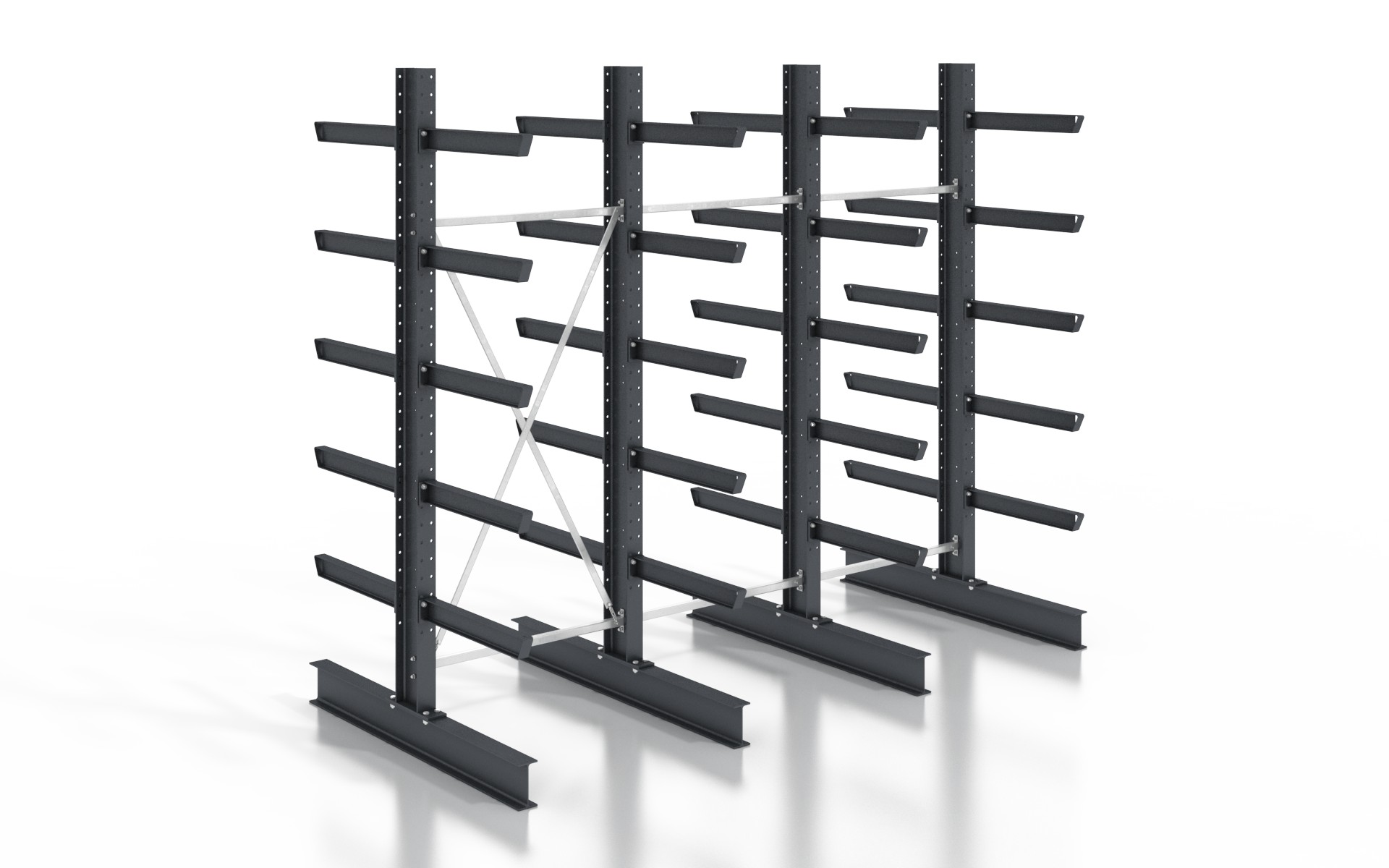 Kragarmregal doppelseitig 3,84 m – 355 cm | 80 cm Nutztiefe | 500 kg pro Arm | BLT Kragarmregal doppelseitig 3,84 m – 355 cm | 80 cm Nutztiefe | 500 kg pro Arm | BLT